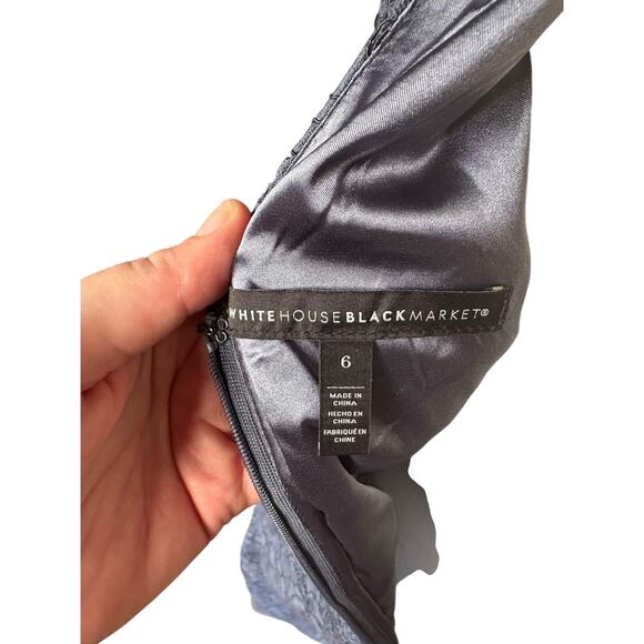 WHBM Blue Grey Sleeveless Lace Halter Fit and Flare Midi Dress - 6 - Picture 8 of 11